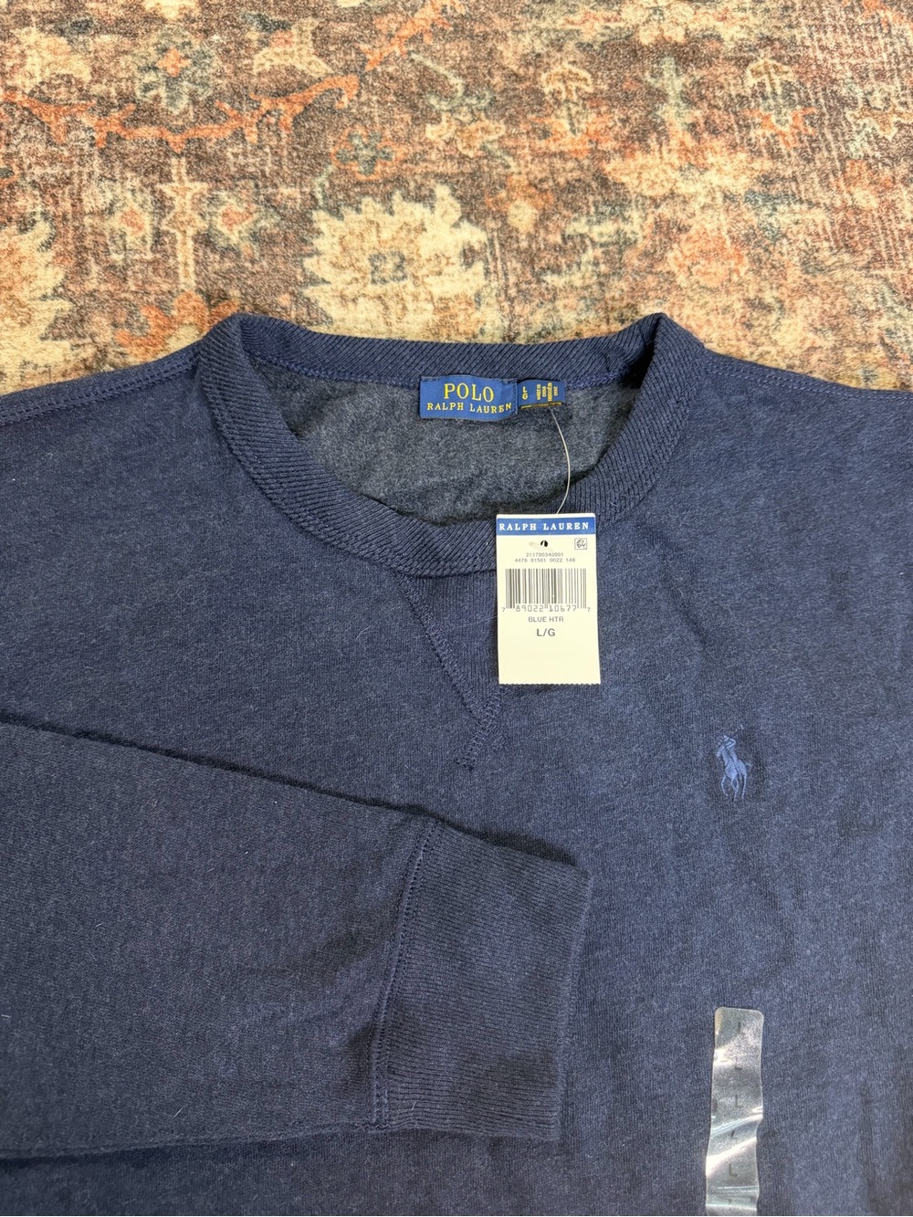 NWT Polo Ralph Lauren Boys Youth Large Navy Blue Crewneck Sweatshirt Pony Logo